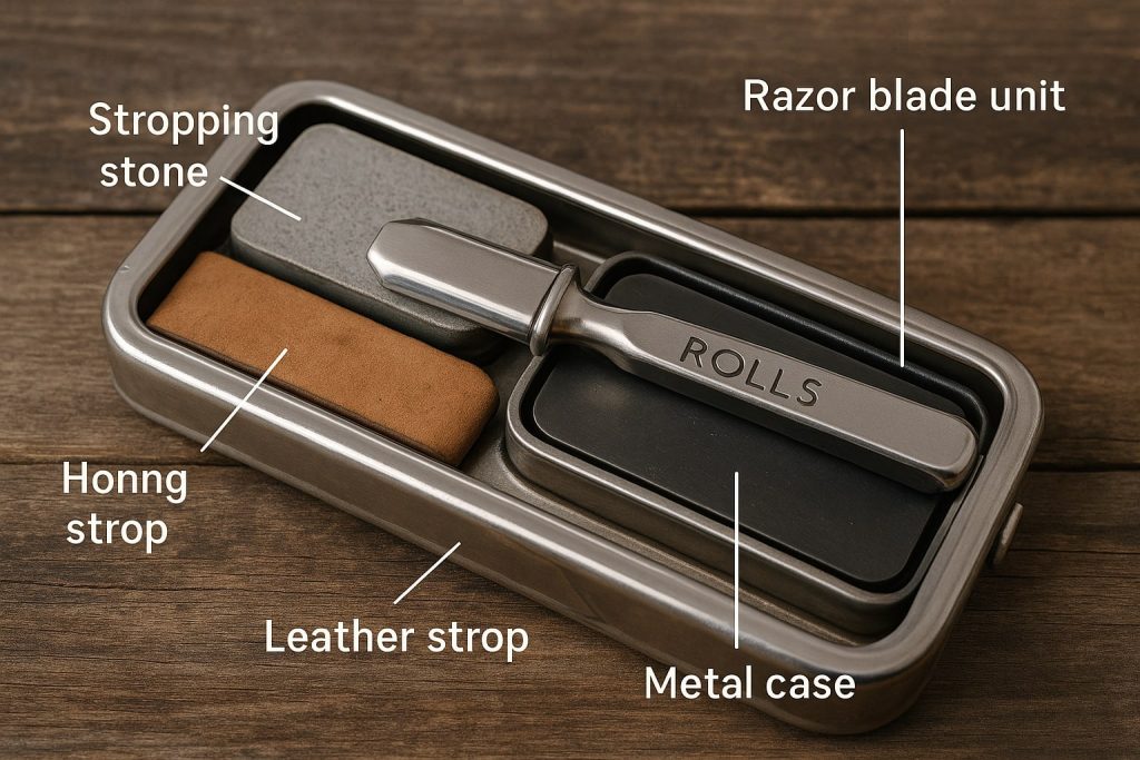 Components of Rolls Razor wettheblade